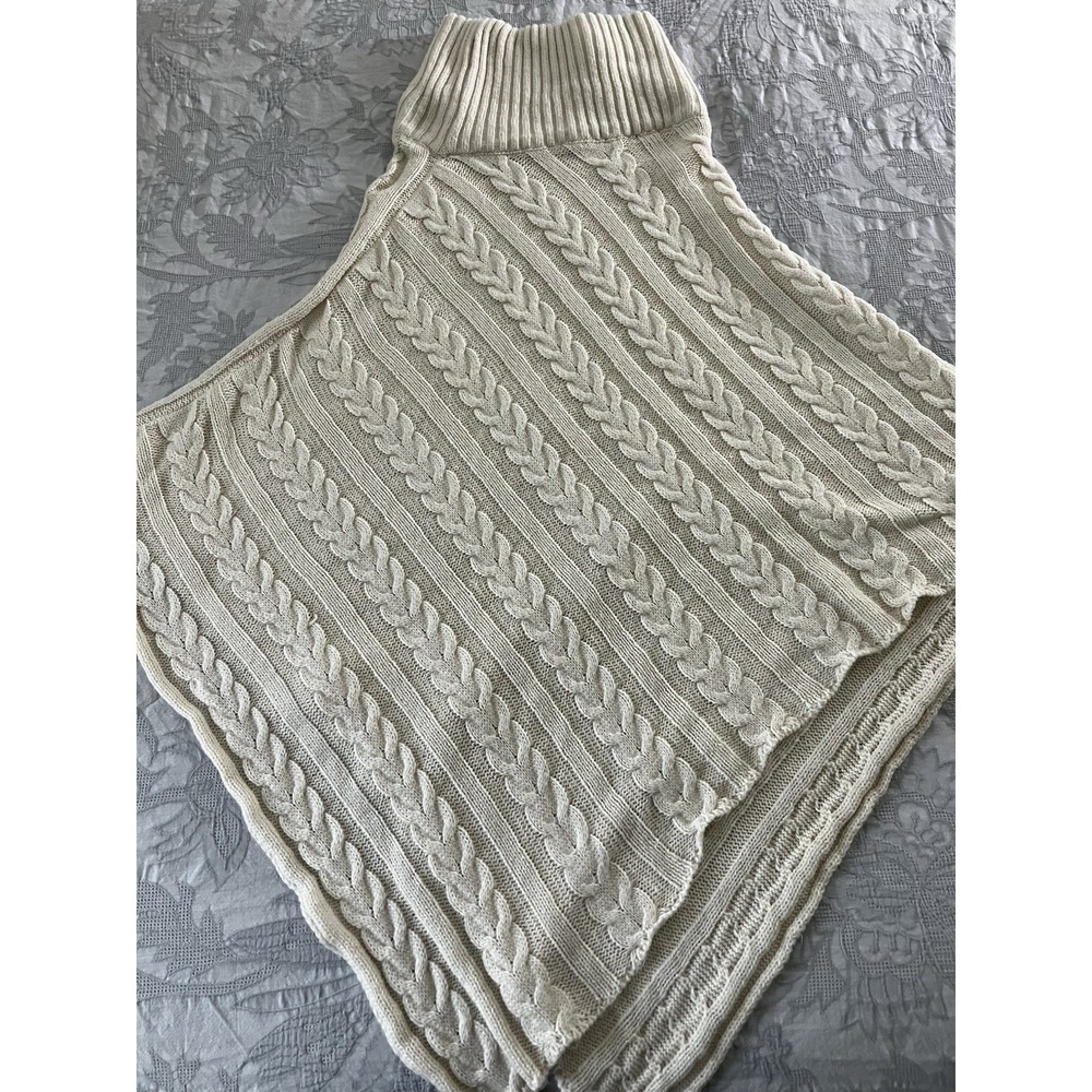 Hadley Wren Marissa Cable Knit Turtle Neck Poncho OSFM